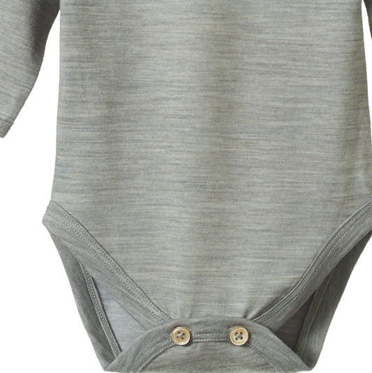 Nature Baby Merino Long Sleeve Bodysuit Grey Marle