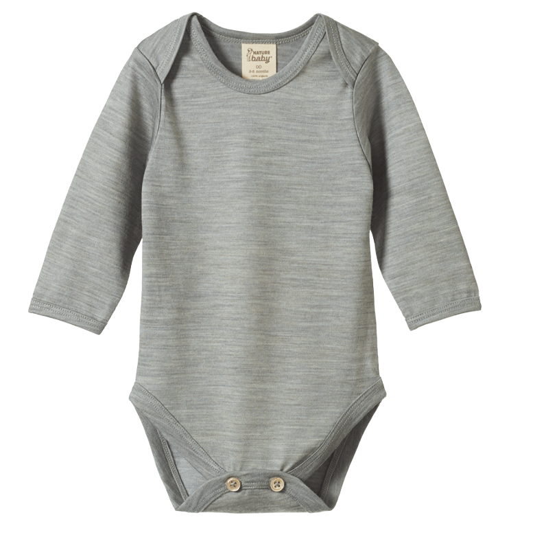 Nature Baby Merino Long Sleeve Bodysuit Grey Marle