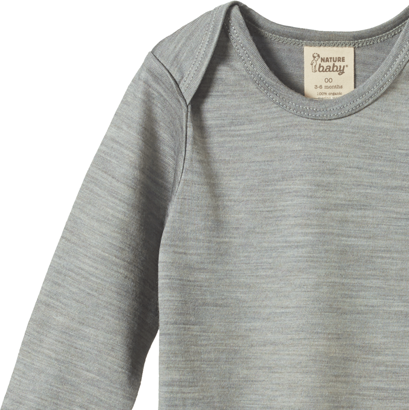 Nature Baby Merino Long Sleeve Bodysuit Grey Marle