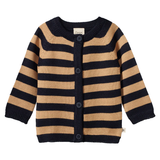 Nature Baby Merino Knit Cardigan - Navy Caramel Stripe