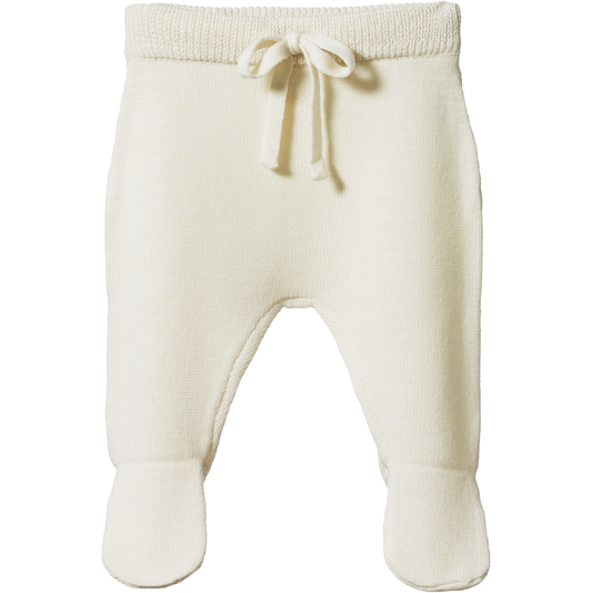 Nature Baby Merino Knit Footed Rompers Natural