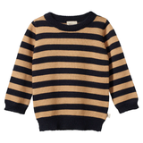 Nature Baby Merino Knit Pullover Navy Caramel Stripe