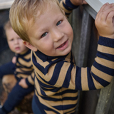 Nature Baby Merino Knit Pullover Navy Caramel Stripe