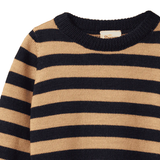 Nature Baby Merino Knit Pullover Navy Caramel Stripe