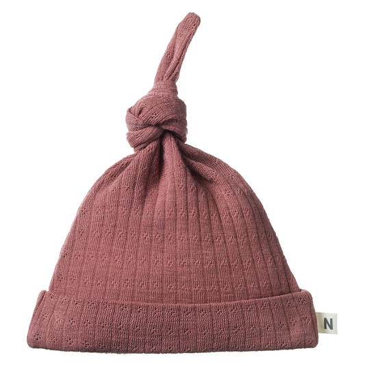 Nature Baby Merino Pointelle Knotted Beanie - Woodland Rose