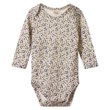 Nature Baby Merino Long Sleeve Bodysuit Briarwood Lilac Print