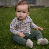 Nature Baby Merino Long Sleeve Bodysuit Briarwood Lilac Print