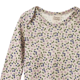 Nature Baby Merino Long Sleeve Bodysuit Briarwood Lilac Print