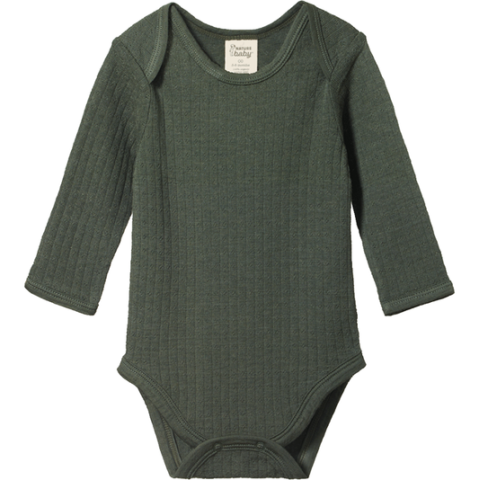 Nature Baby Merino Pointelle Bodysuit - Thyme