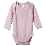 Nature Baby Merino Pointelle Long Sleeve Bodysuit Lilac