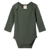 Nature Baby Merino Pointelle Long Sleeve Bodysuit Thyme