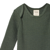 Nature Baby Merino Pointelle Long Sleeve Bodysuit Thyme