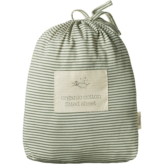 Nature Baby Fitted Sheet Jersey Nettle Pinstripe