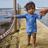 Nature Baby One Piece Bathing Trunks Fish Fable Blue Print