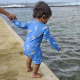Nature Baby One Piece Bathing Trunks Fish Fable Blue Print