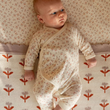 Nature Baby Pointelle Kimono Stretch & Grow Dandelion Print