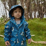 Nature Baby Raincoat - Puffin Teal Print