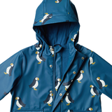 Nature Baby Raincoat - Puffin Teal Print