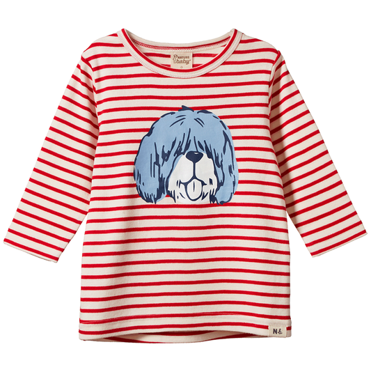 Nature Baby Long Sleeve River Tee Dog Days Red Sailor Stripe