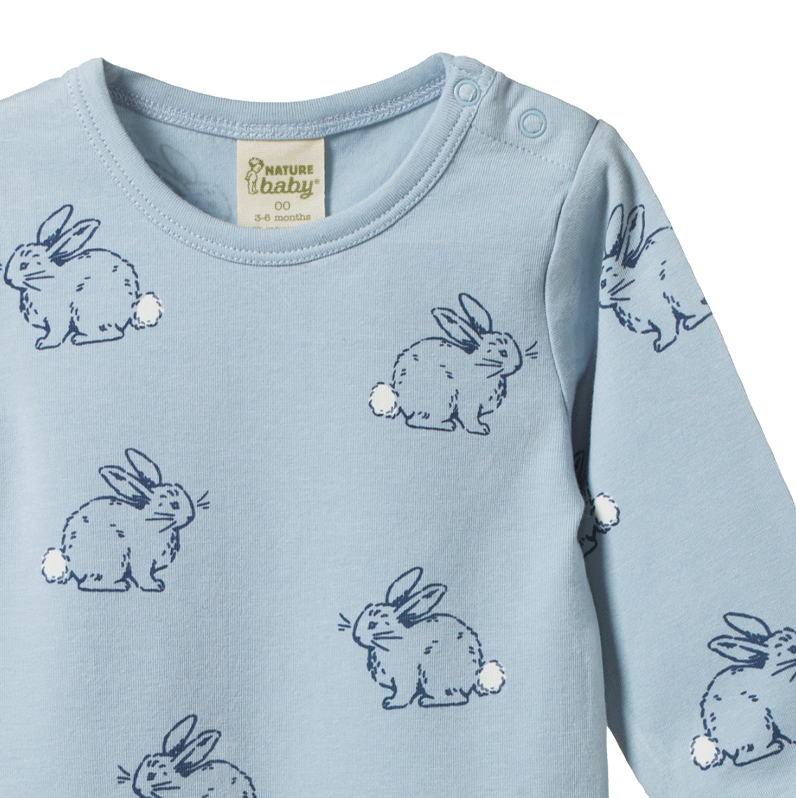 Nature Baby Stretch Jersey Cotton Bodysuit Cottage Bunny Print