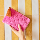 Kip & Co Pink Velvet Cosmetics Purse