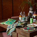 Sage & Clare Stela Check Tea Towel - Verdant