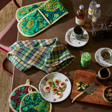 Sage & Clare Stela Check Tea Towel - Verdant