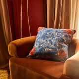 Sage & Clare Lucia Embroidered Cushion - Cerulean