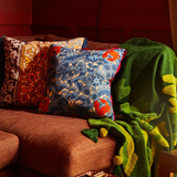 Sage & Clare Lucia Embroidered Cushion - Cerulean