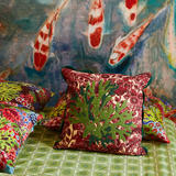 Sage & Clare Lucia Embroidered Cushion - Crimson