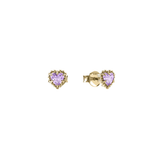 Stolen Girlfriends Club Dahlia's Heart Stud Earrings Pink Amethyst - Gold