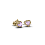 Stolen Girlfriends Club Dahlia's Heart Stud Earrings Pink Amethyst - Gold