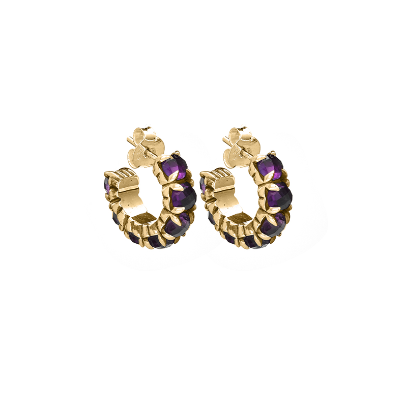 Stolen Girlfriends Club Halo Cluster Earring - Amethyst Gold Plated
