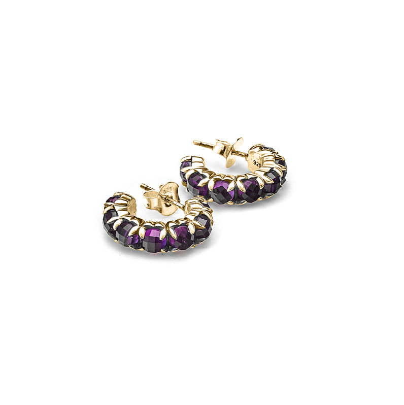 Stolen Girlfriends Club Halo Cluster Earring - Amethyst Gold Plated