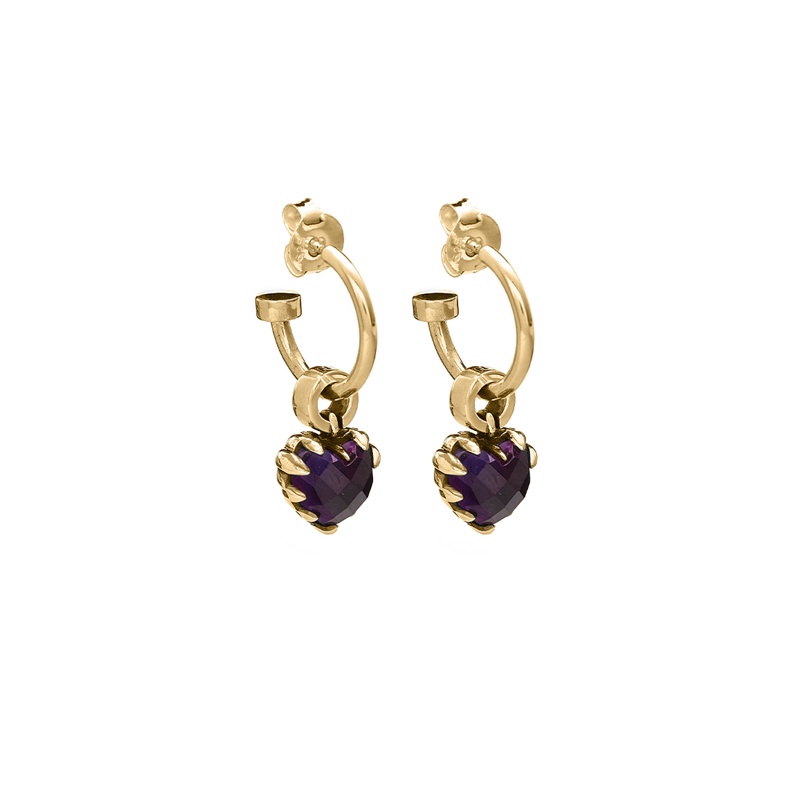 Stolen Girlfriends Club Love Claw Anchor Earrings - Amethyst Gold Plated