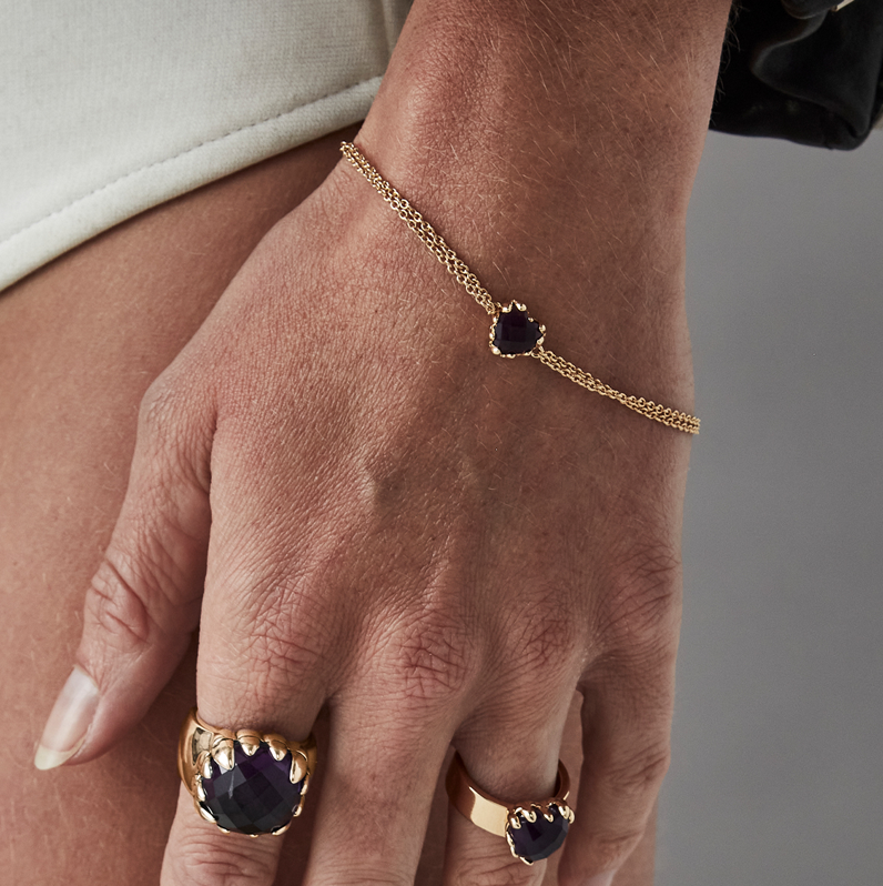 Stolen Girlfriends Club Love Claw Bracelet - Amethyst Gold Plated