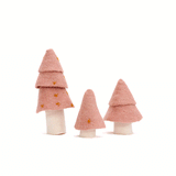 Muskhane Felt Christmas Tree Set Of 3 Quartz Pink