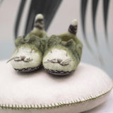 Muskhane Felt Tiger Slippers Green