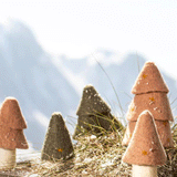 Muskhane Felt Christmas Tree Set Of 3 Quartz Pink