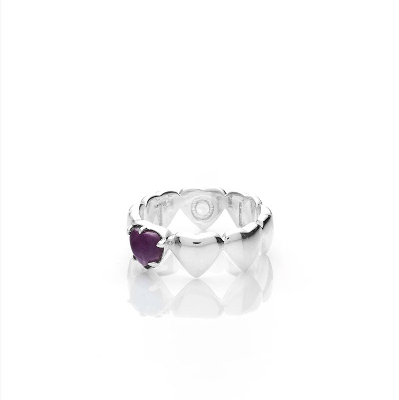 Stolen Girlfriends Club Band of Hearts Ring - Amethyst