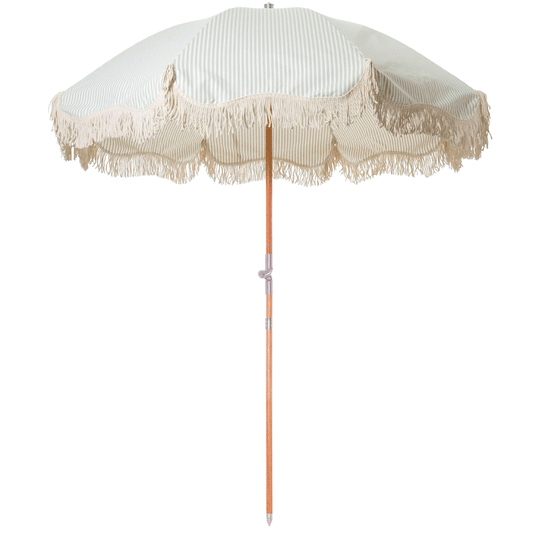 The Premium Beach Umbrella - Lauren's Sage Stripe