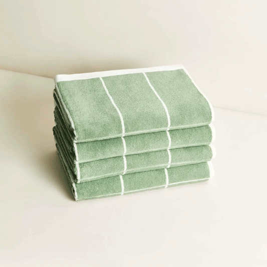 Baina Bethell Organic Cotton Bath Towel Sage/Chalk
