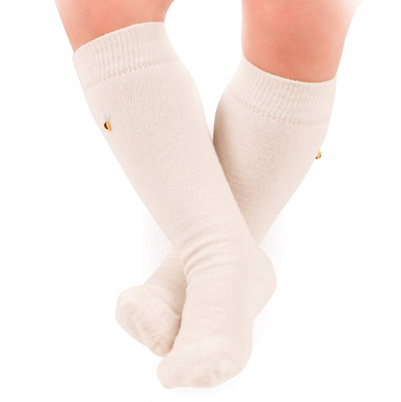 Dimples Merino Kneehigh Socks Cream Bee