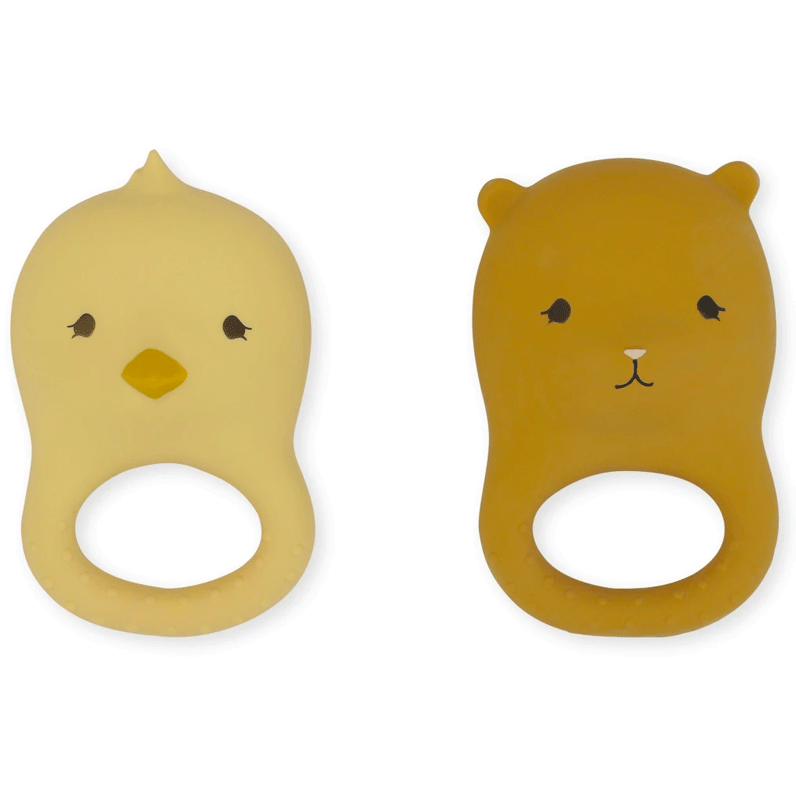 Konges Sløjd 2 Pack Teethers Chicken/Bear