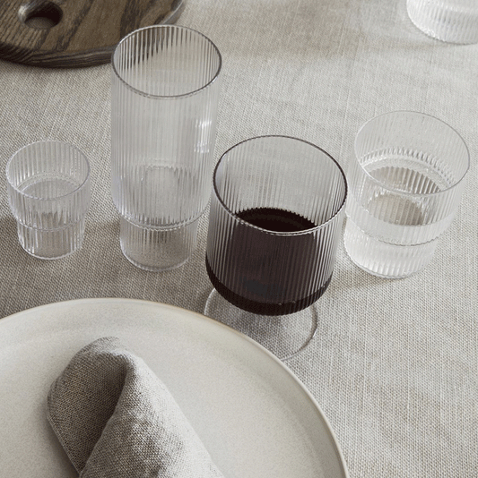 Ferm Living Ripple Wine Glasses - Clear Set of 2