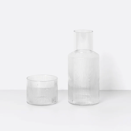 Ferm Living Ripple Carafe Set Small - Clear
