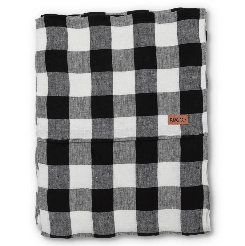 Kip&Co Staples Black & White Gingham Linen Flat Sheet