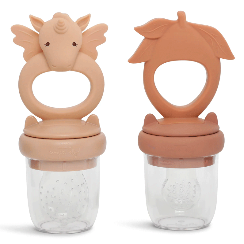 Konges Slojd Silicone Fruit Feeding Pacifier Unicorn - Rose sand/Brown clay