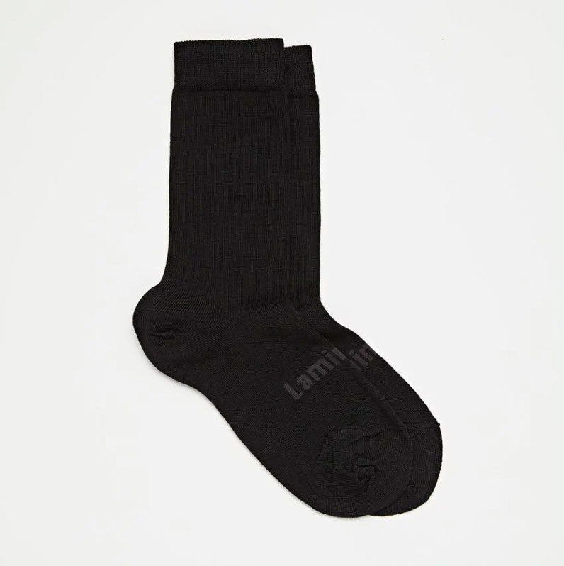 Lamington Adults Merino Wool Crew Sock - Black