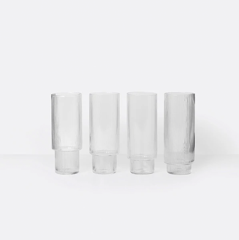 Ferm Living Ripple Long Drink Glasses (set of 4)